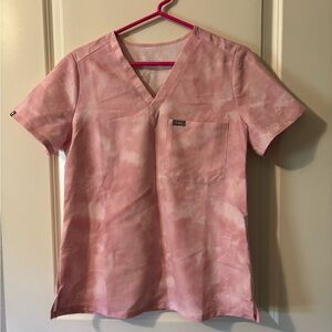 Figs Pink Catarina Scrub Top Size Small